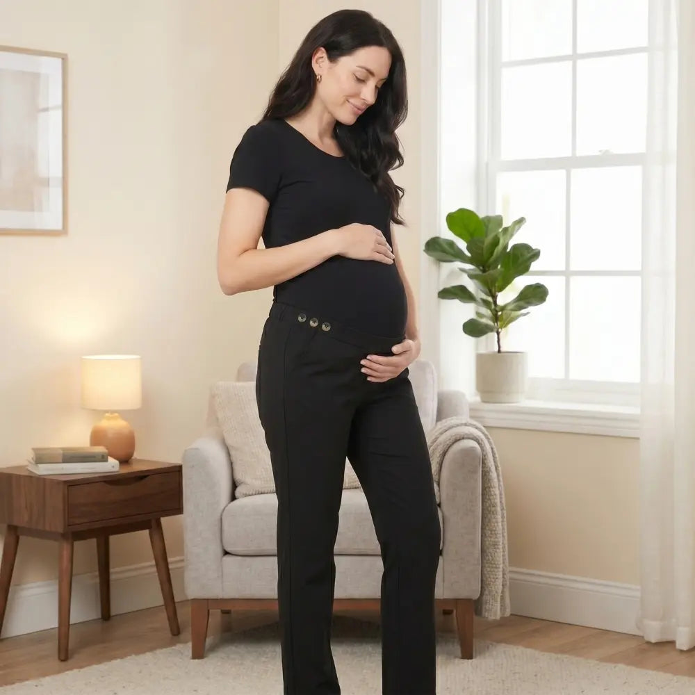SOL MAMA Tailored Trousers with Side Buttons - Black