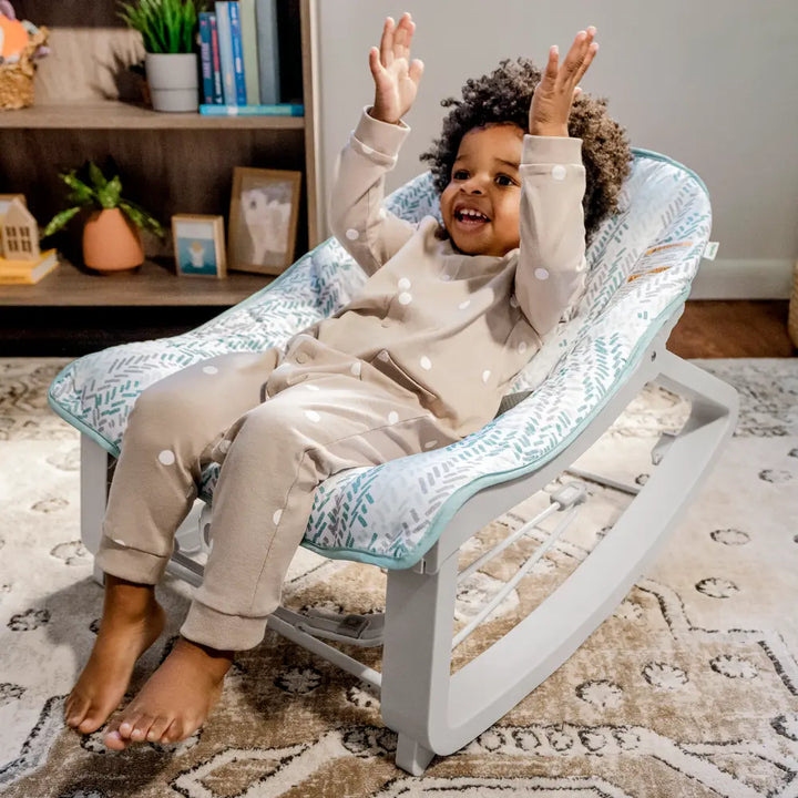 Ingenuity Keep Cozy 3-in-1 Grow with Me Baby Bouncer, Rocker &amp; Toddler Seat with Vibrations, Spruce, 0 - 30 months