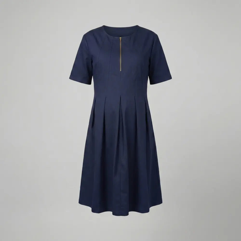 SOL MAMA Pleat Front Zip Dress - Royal Blue