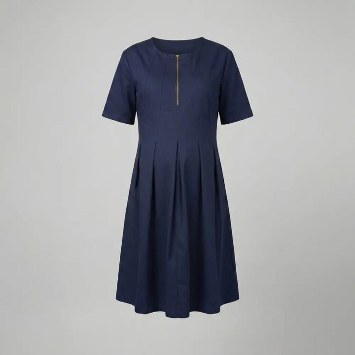 SOL MAMA Pleat Front Zip Dress - Royal Blue