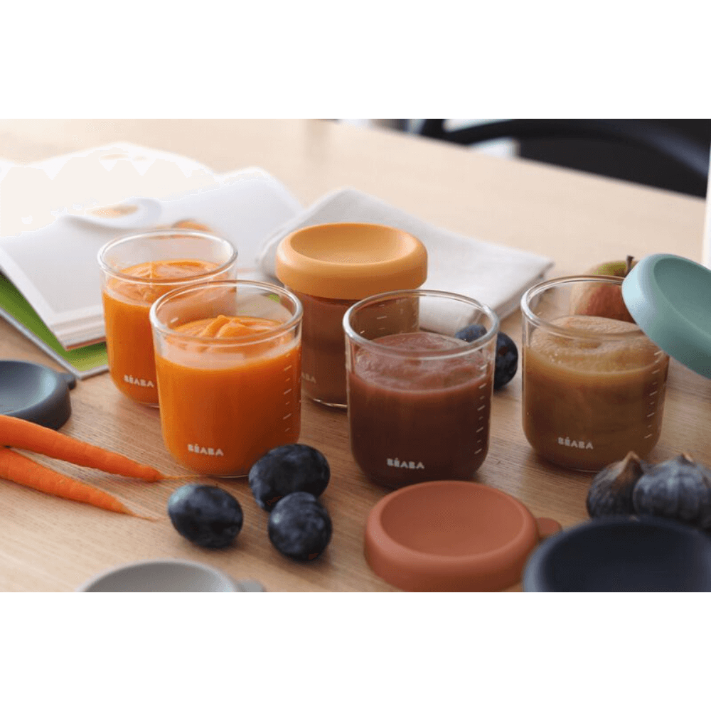 Beaba Set of 6 Glass Food Storage Containers  250 ml - Sunrise