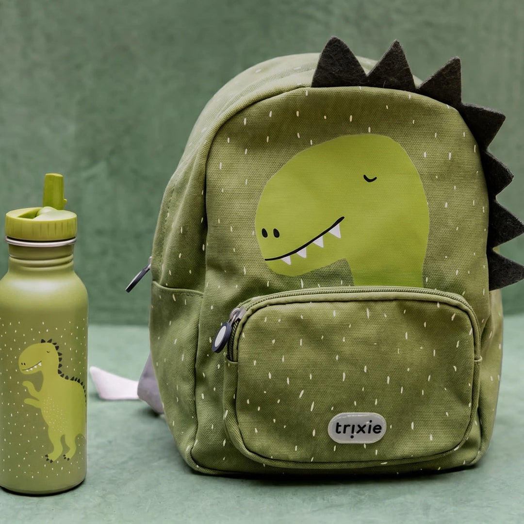 Trixie Kids Backpack | Lightweight Water-Repellent School &amp; Travel Bag with Adjustable Padded Straps, Front Pocket &amp; Name Tag for Toddlers and Preschoolers | 3 Years Onwards | Mr. Dino