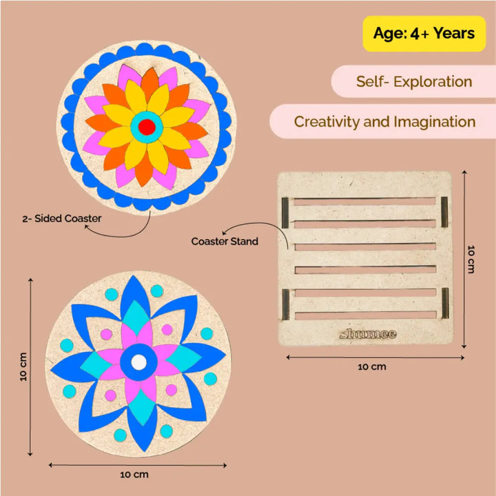 Shumee Craft DIY Coaster Painting Art Kit Featuring Mandala Madhubani Gond &amp; Pichwai Art Forms