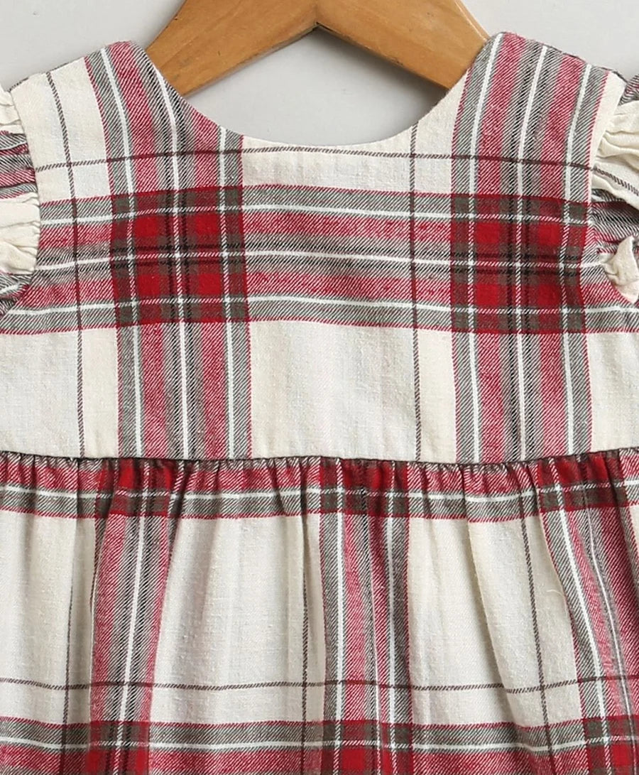 Sweetlime By AS Classic Plaid Ruffle Sleeve Top and Shorts Co-ord Set - White &amp; Red