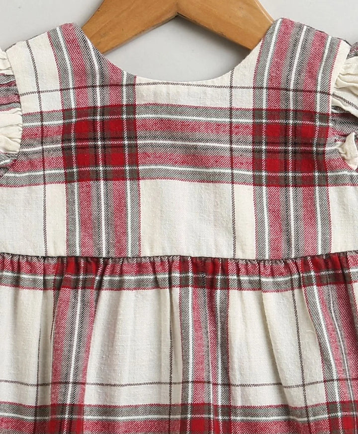 Sweetlime By AS Classic Plaid Ruffle Sleeve Top and Shorts Co-ord Set - White &amp; Red