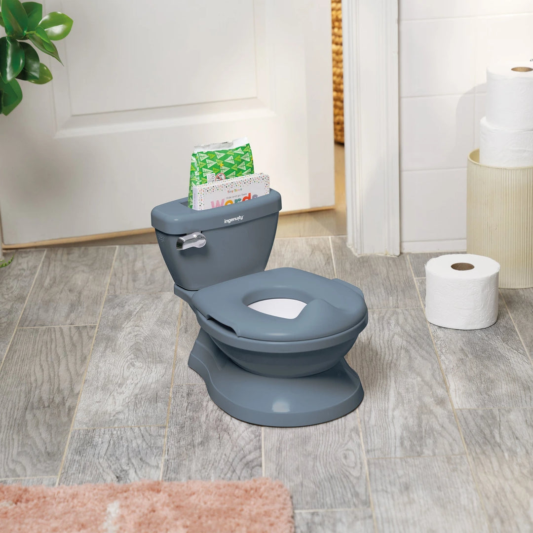 Ingenuity My Size Potty Pro 2-in-1 Toddler Potty Training Toilet with Flush Sound &amp; Detachable Potty Ring, 18 - 60 months/ Upto 22.5 Kgs - Blue