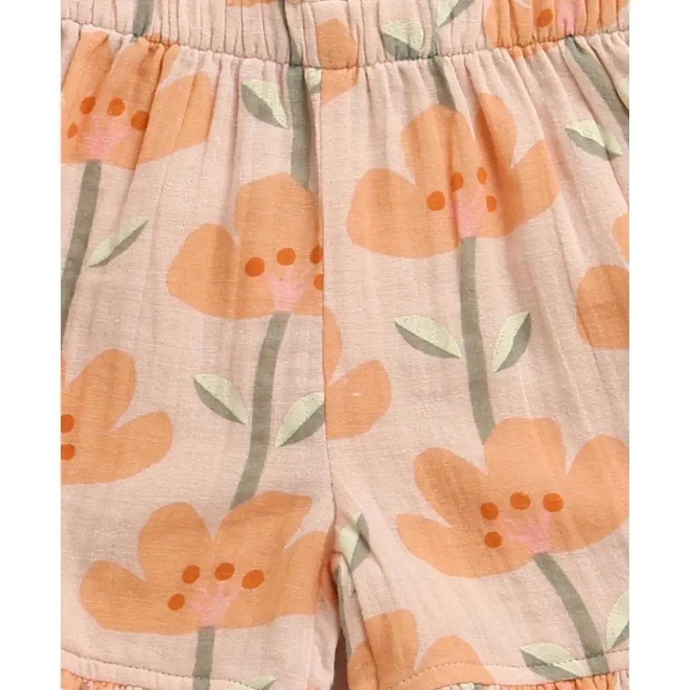 Sweetlime By As Peach Blossom Floral Ruffle Cotton Baby Girls Summer Co-ord Set