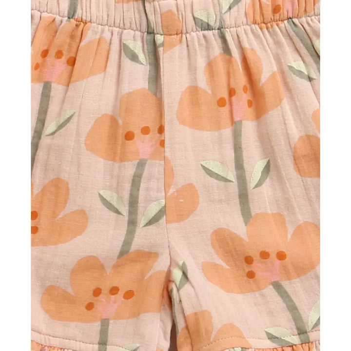 Sweetlime By As Peach Blossom Floral Ruffle Cotton Baby Girls Summer Co-ord Set