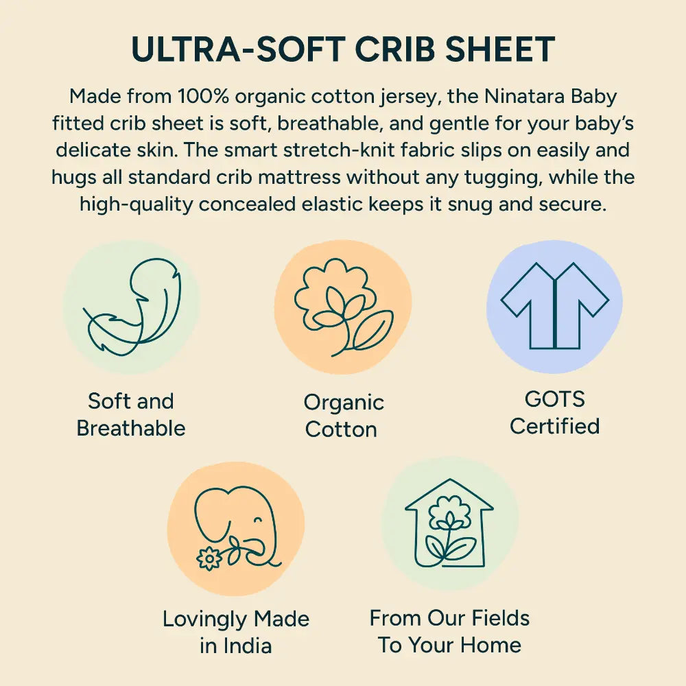 Nintara Baby Fitted Crib Sheet – 100% Organic Cotton Jersey, 52 x 28 Inch (130 x 70 cm) - Vroom, Vroom!
