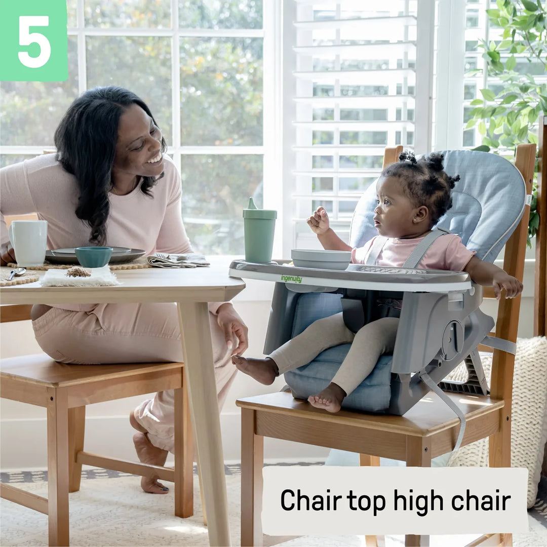 Ingenuity Proper Positioner Deluxe 7-in-1 High Chair with Recline, Rocking Infant Seat &amp; Booster Mode, Ergonomic Seat with Posture Support, 0-5 years