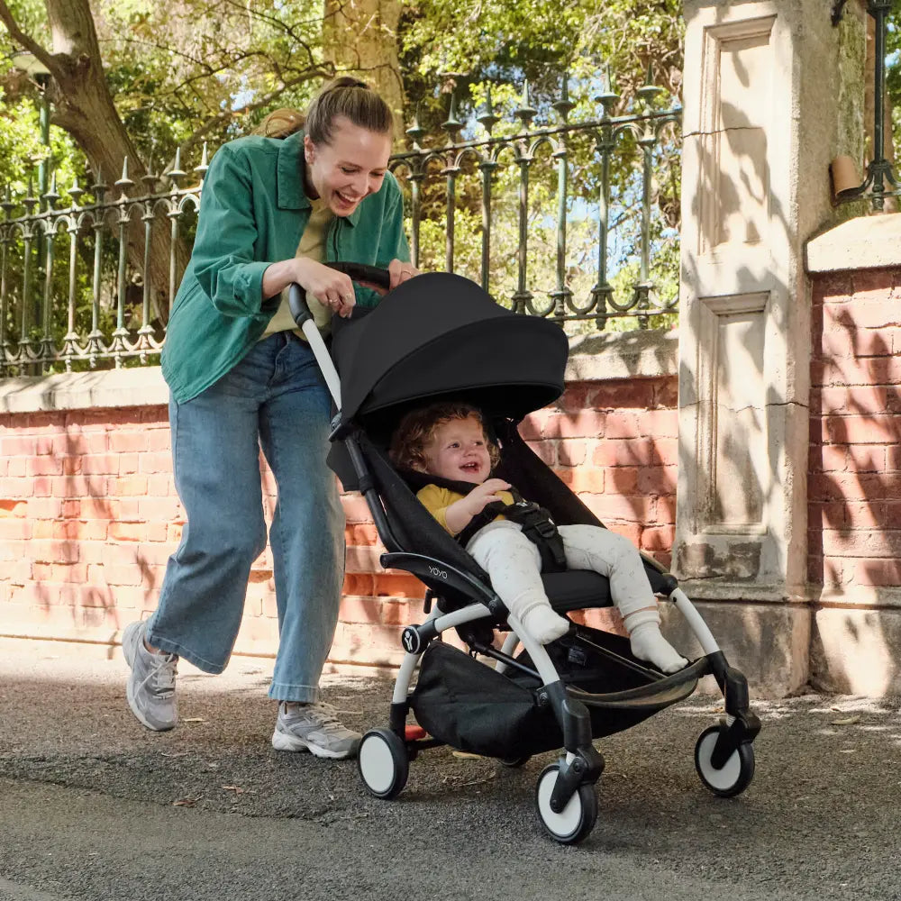 Stokke YOYO3 Stroller | Lightweight Compact Travel Stroller for Babies | Cabin Friendly &amp; Foldable | UPF 50+ Sun Protection | 5 Point Safety Harness | Award Winning Design | YOYO Stroller India | 6 Months to 4 Years – White/Black