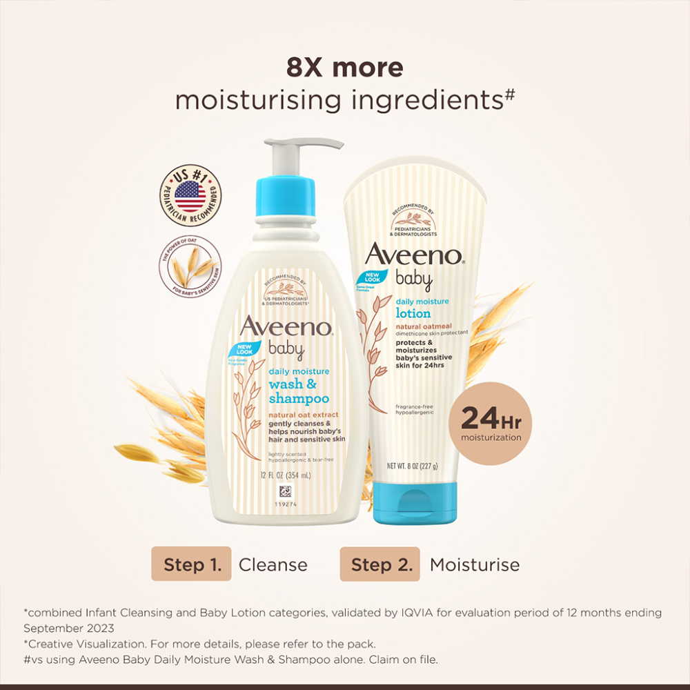 Aveeno Baby Daily Moisture Wash and Shampoo - 100ml