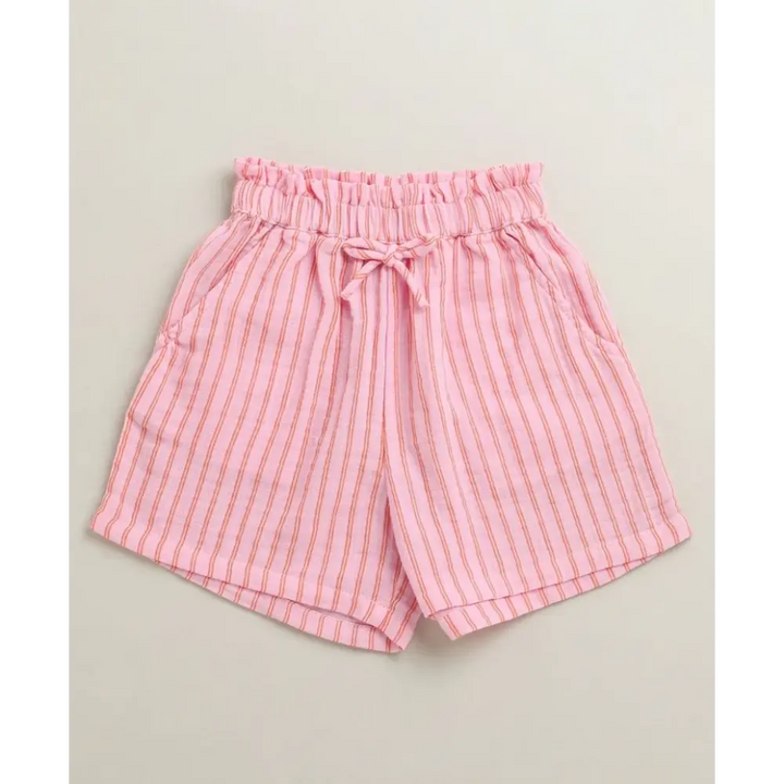 Sweetlime By As Baby Girls Candy Stripe Organic Cotton Co-ord Set with a Hat - Pink