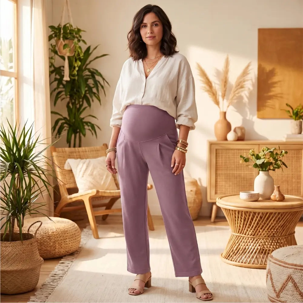 SOL MAMA Over Bump Straight Pants - Ash