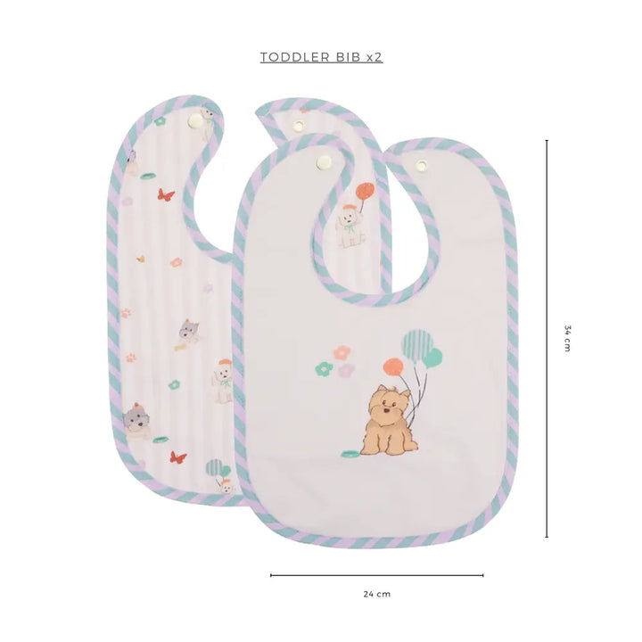 Abracadabra Cotton Jersey Toddler Bib Set (Pack of 2) - Puppy Love - 6-36 Months
