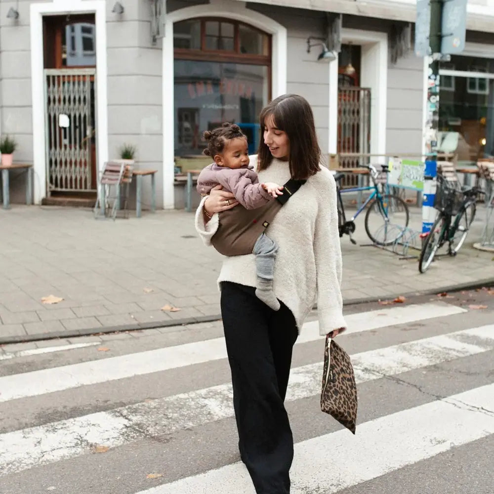Wildride Toddler Carrier | Lightweight 100% Cotton Hip Seat Baby Carrier for Toddlers 9 Months–4 Years | Ergonomic, Portable &amp; Travel-Friendly Child Carrier | Comfortable Alternative to Stroller for Everyday Use - Coffee