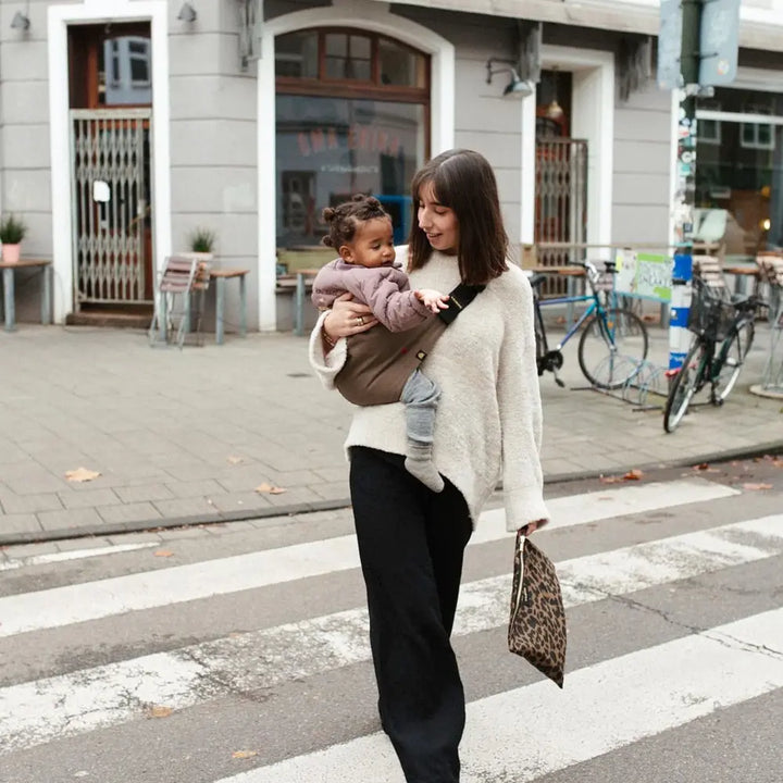 Wildride Toddler Carrier | Lightweight 100% Cotton Hip Seat Baby Carrier for Toddlers 9 Months–4 Years | Ergonomic, Portable &amp; Travel-Friendly Child Carrier | Comfortable Alternative to Stroller for Everyday Use - Coffee