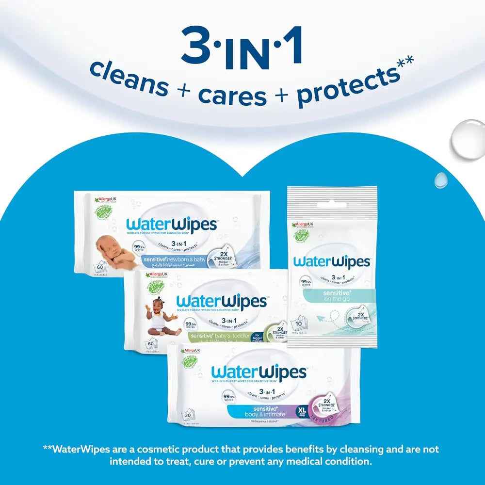 WaterWipes Baby Wipes (Imported-Ireland) 1 pack (60 wipes), Plastic-Free Original World&