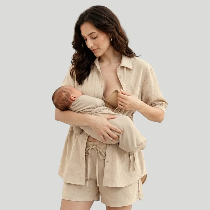 SOL MAMA Relaxed Linen Shorts - Natural Beige
