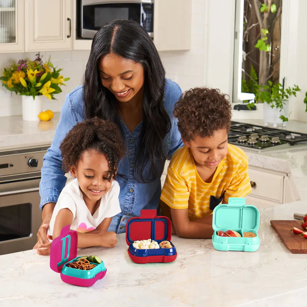 Bentgo Kids Leak-Proof Lunch Box with 2 Compartments, BPA-Free Bento Snack Box, Microwave, Dishwasher &amp; Freezer Safe, 355 ml - Red/Royal