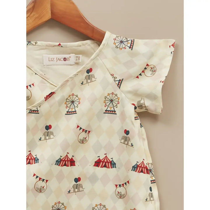 Liz Jacob Baby Cream Cotton Kimono Romper | Circus