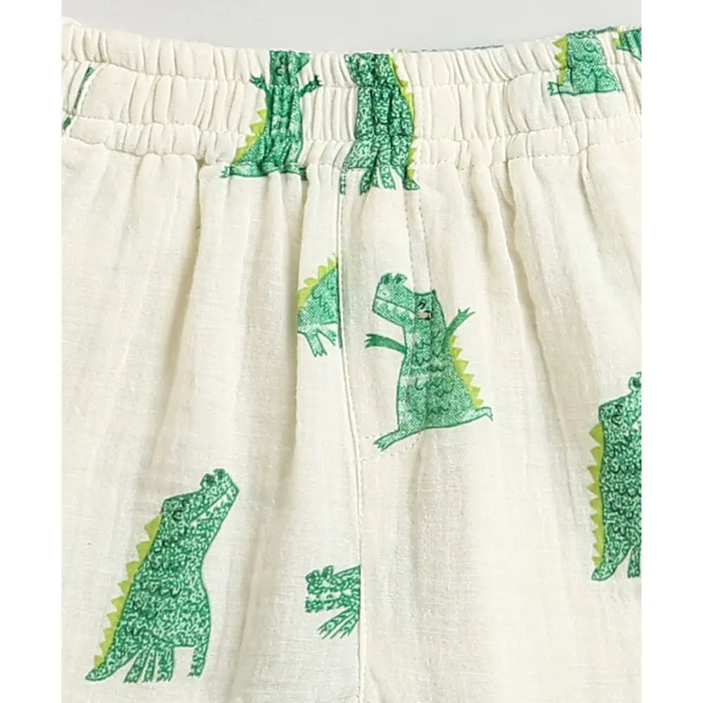 Sweetlime By As Alligator Print Cotton Co-ord Set - White