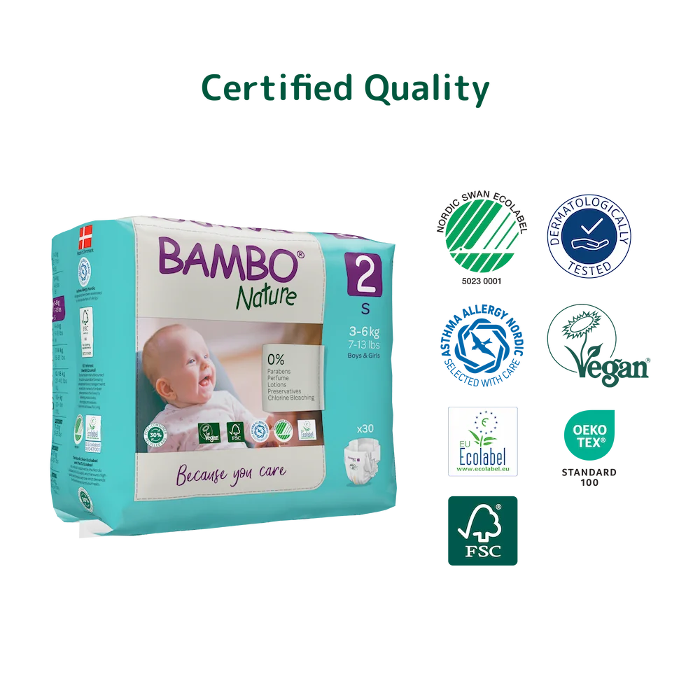 Bambo Nature Skin Friendly Tape Diapers - Small (3-6 kgs)