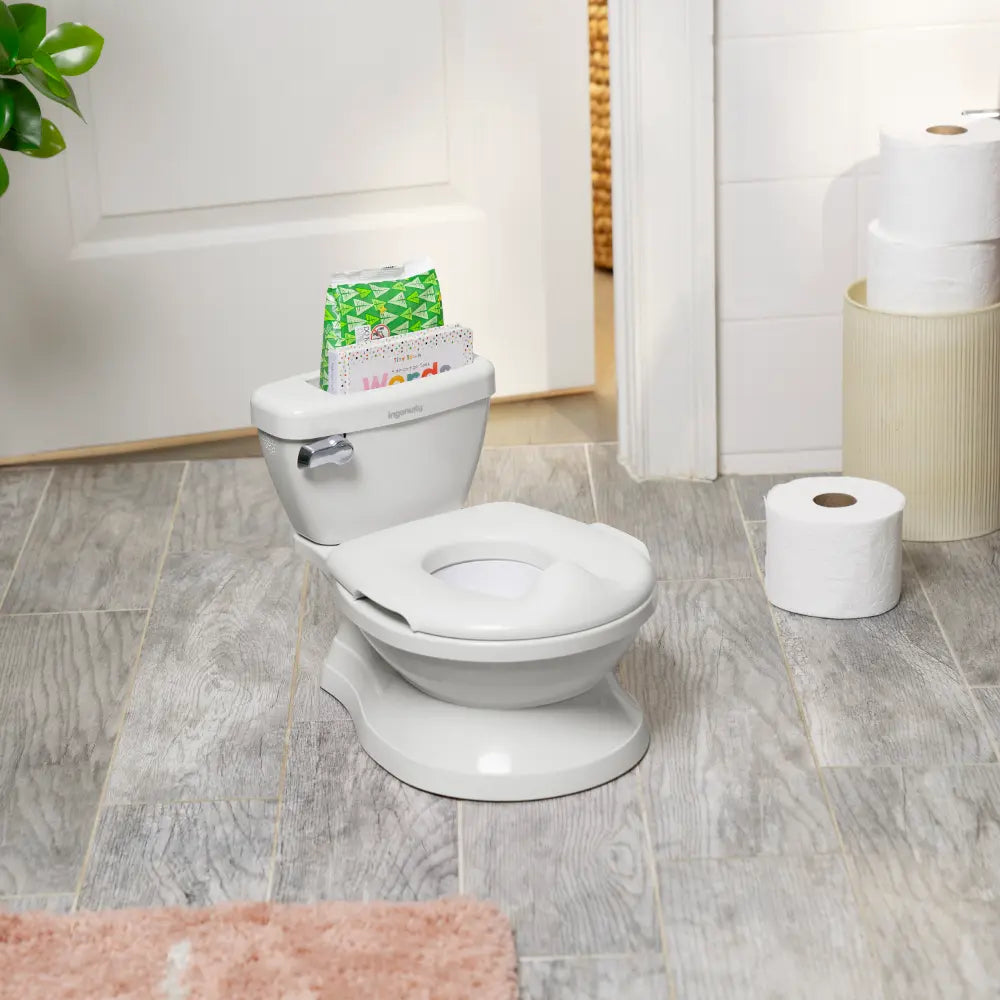 Ingenuity My Size Potty Pro 2-in-1 Toddler Potty Training Toilet with Flush Sound &amp; Detachable Potty Ring, 18 - 60 months, White
