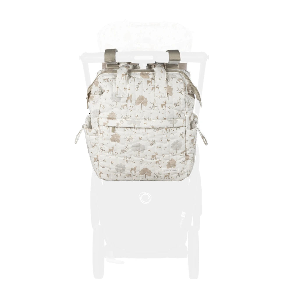 Pasito a Pasito Nara Diaper Backpack with Changing Mat, 100% Cotton, Large Capacity Water-Resistant Bag with Multi-Pocket Organizer, Insulated Bottle Pocket, Shoulder &amp; Stroller Straps