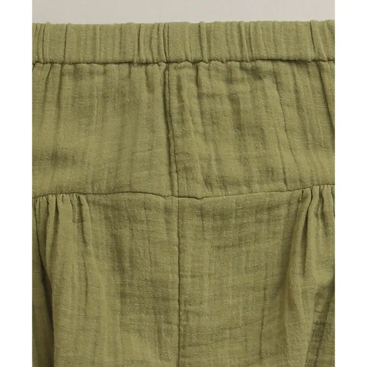 Sweetlime By AS Baby Boys Elephant Printed Cotton Kurta with Olive Cotton Pants Co-ord Set - White &amp; Olive Green
