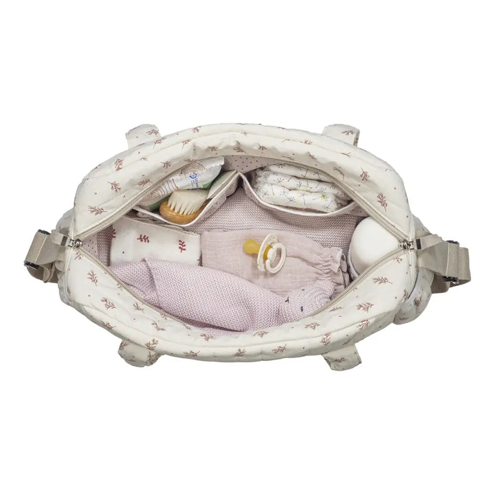 Walking Mum Diaper Bag with Changing Mat, Large Capacity Water-Resistant Bag with Multi-Pocket Organizer, Insulated Bottle Pocket, Shoulder &amp; Stroller Straps, Floral Print - Pink