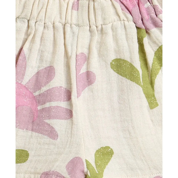 Sweetlime By AS Daisy Print Ruffle Organic Cotton Co-ord Set - Beige