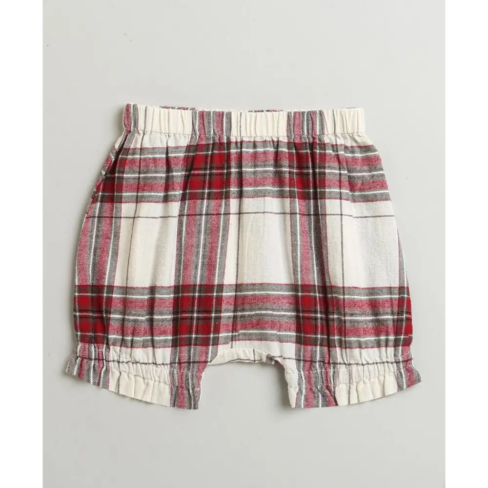 Sweetlime By AS Classic Plaid Ruffle Sleeve Top and Shorts Co-ord Set - White &amp; Red