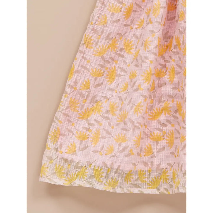 Liz Jacob Girls Pink Kota Cotton Blockprinted Dress | Sunfields