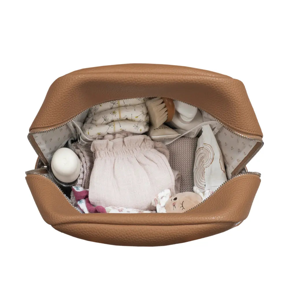 Pasito a Pasito Diaper Backpack with Changing Pad, Large Capacity Water-Resistant with Multi-Pocket Organizer, Insulated Bottle Pocket, Shoulder &amp; Stroller Straps, Icon Eco Leather - Caramel