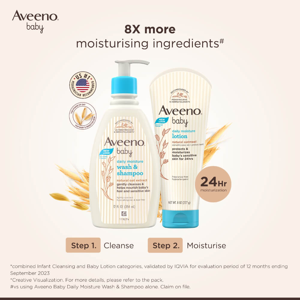 Aveeno Baby Daily Moisture Wash & Shampoo for Delicate Skin -354ml