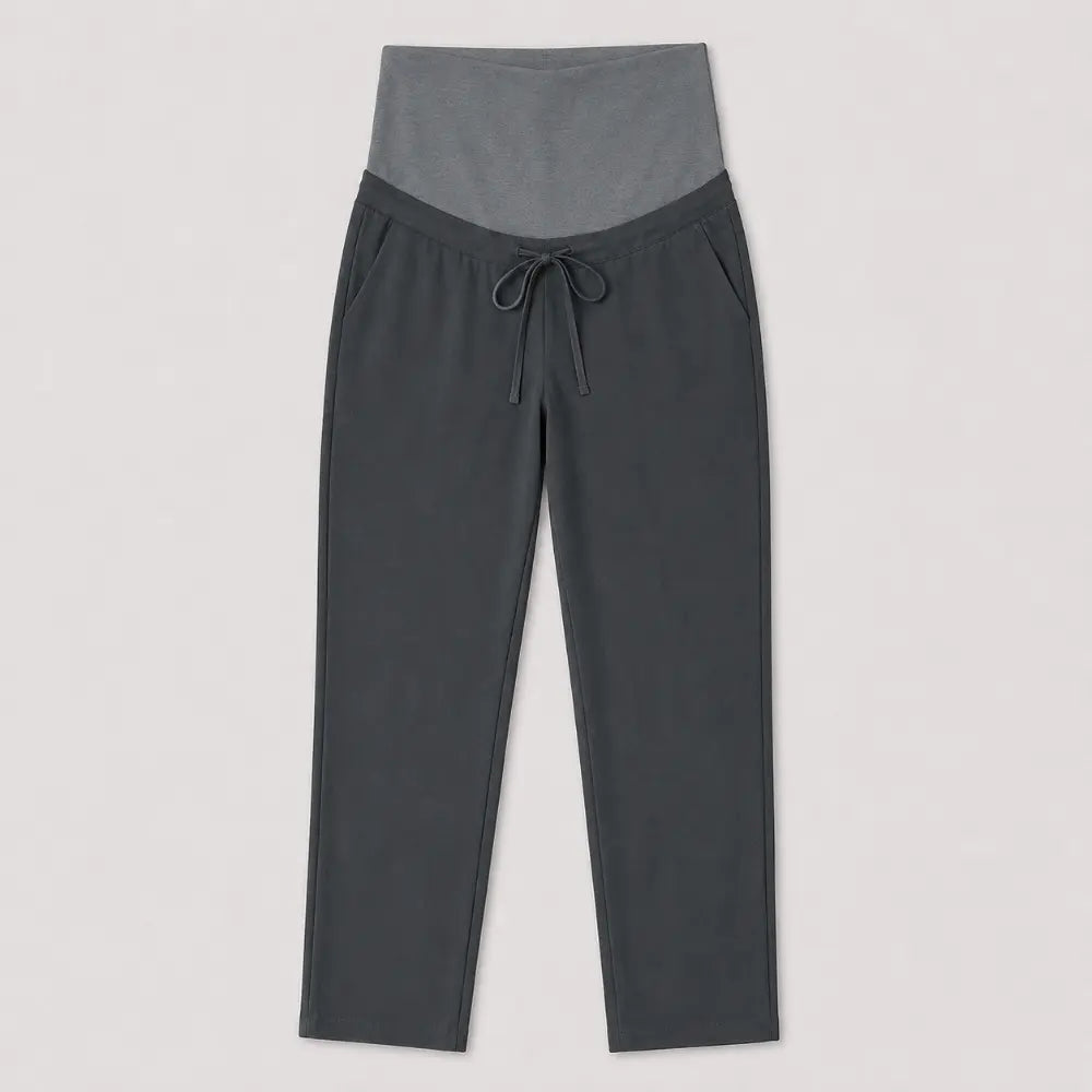SOL MAMA Drawstring Over Bump Pants - Dark Grey