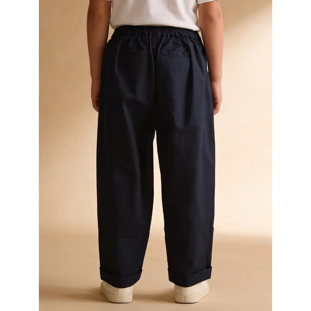 The Baby Trunk Unisex Comfy Patch Pants - Navy and Coffee