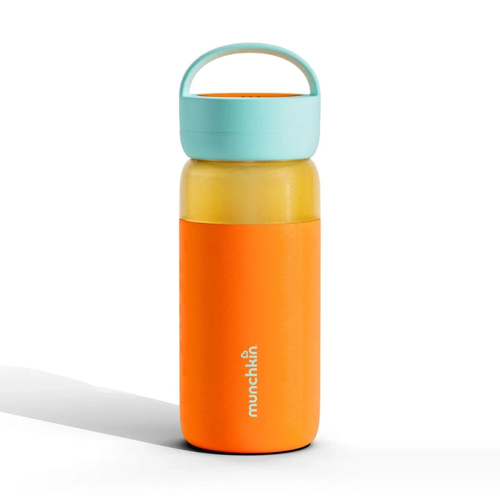 Munchkin Stay Cool Insulated Water Bottle, 355ml/ 12oz, Toddler Straw Bottle, With Flip Flop Lid &amp; Carrying Handle, Spill Proof valve, 24+ Months - Orange
