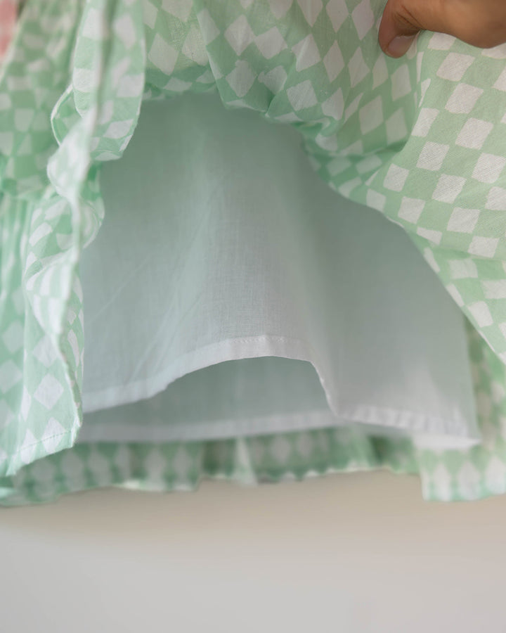 Love The World Today Wander Co-Ord Set In Sage Green Rhombus For Girls