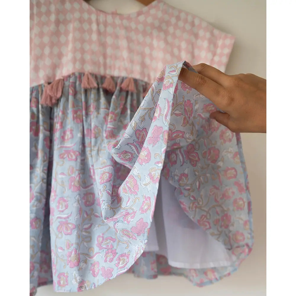 Love The World Today Tassel Dress For Girls In Sky Blue Butterfly