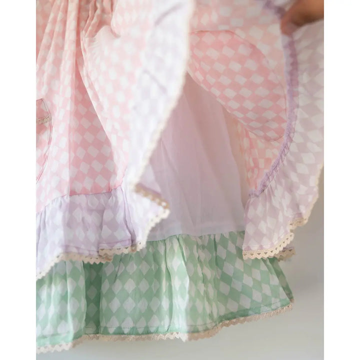 Love The World Today Pocketful Of Sunsets Dress For Girls In Rhombus Block Print