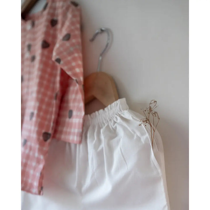 Love The World Today I want to be like Grandpa Kurta Pajama set in Peach Baked with Love Print - Beige