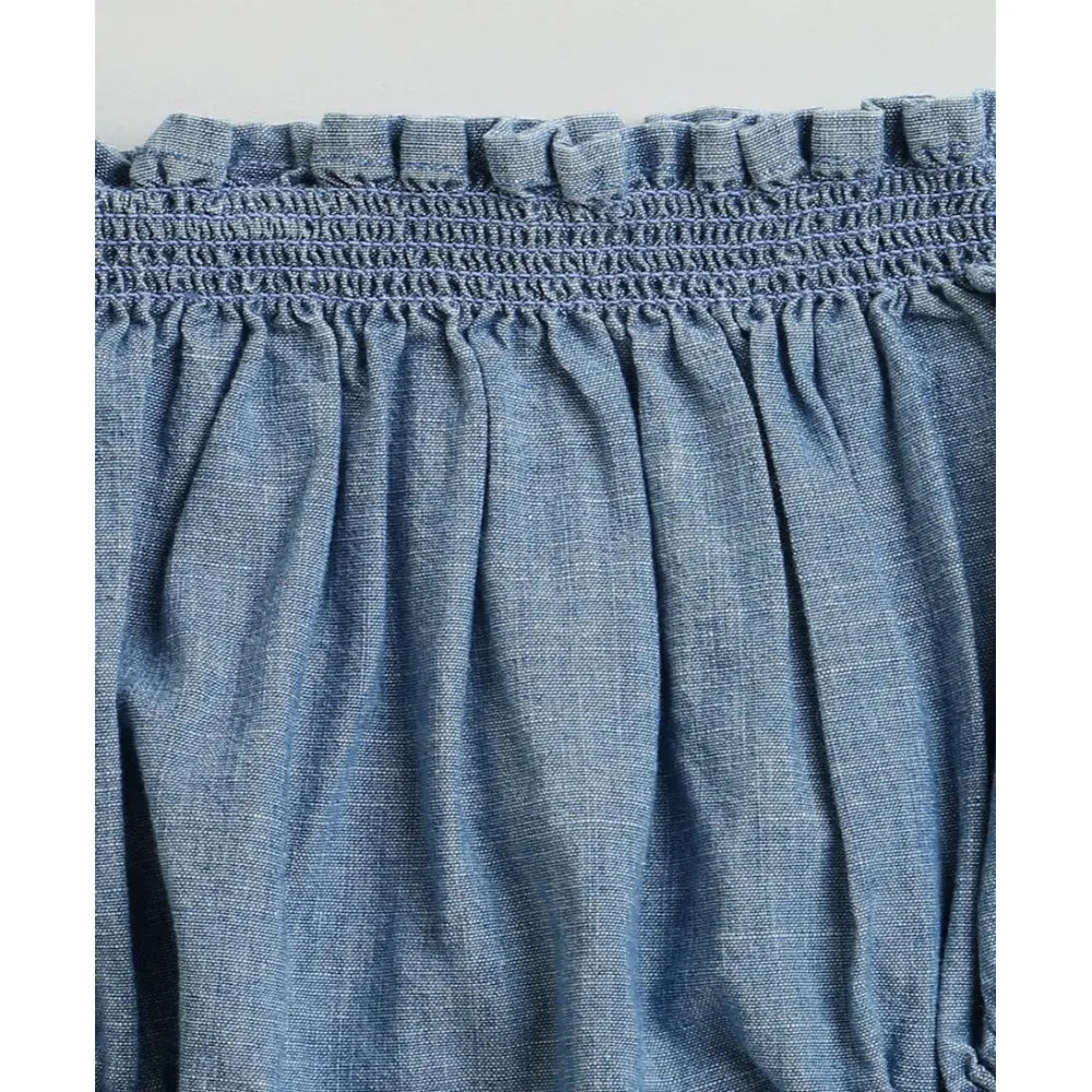 Sweetlime By AS Cotton Denim Ruffle Dress &amp; Bloomer Set - Blue