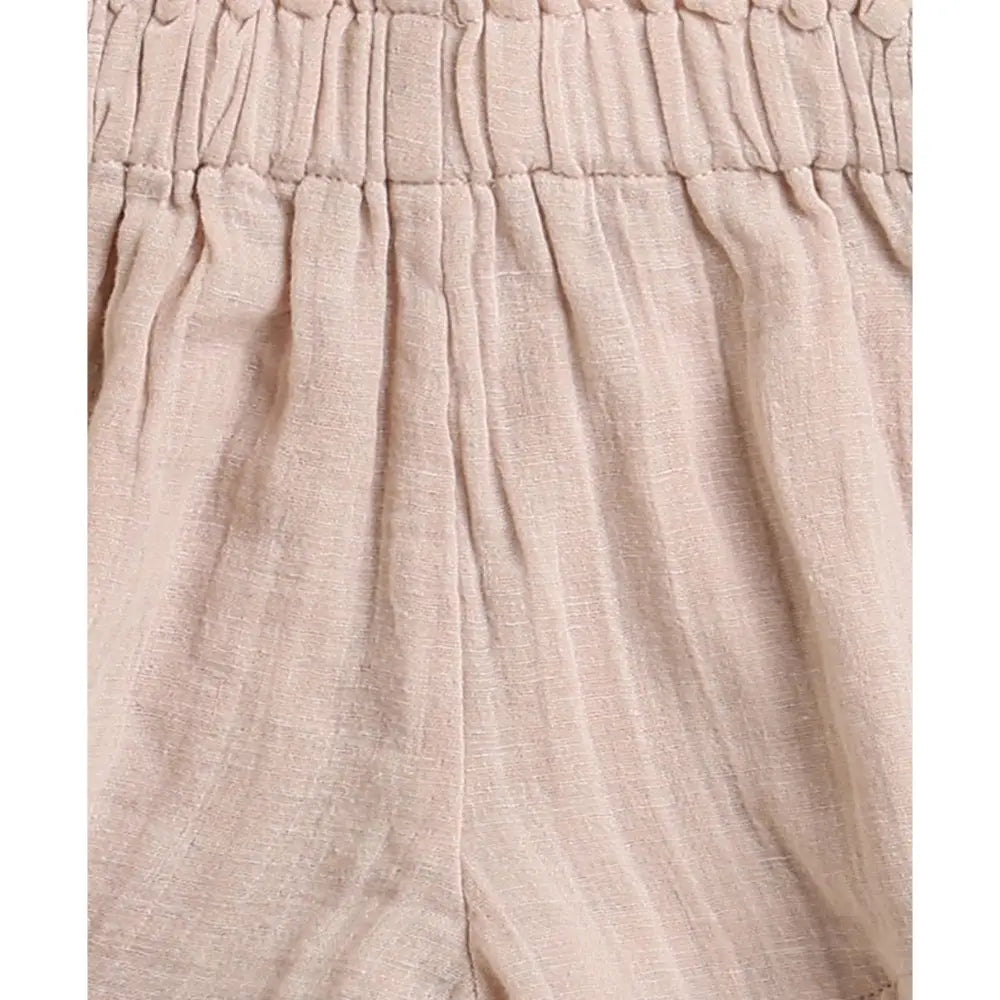 Sweetlime By AS Pumpkin &amp; Floral Print Ruffle Organic Cotton Co-ord Set - Off-White &amp; Peach