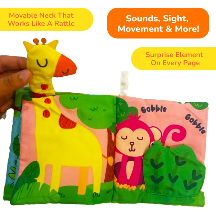 Shumee Touch &amp; Feel Sensory Cloth Book – Interactive Jungle Animal Activity Book with Crinkle Pages &amp; Textures for Babies (0-2 Years) colour