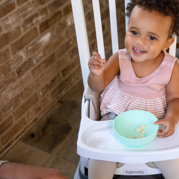 Ingenuity Baby Base 2-in-1 Booster Seat with Removable Tray &amp; Toddler Seat Conversion, Designed for Feeding &amp; Playtime, 6 - 36 months, Cashmere