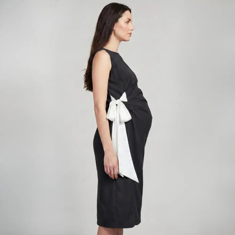SOL MAMA Side Bow Tie Dress - Dark Grey