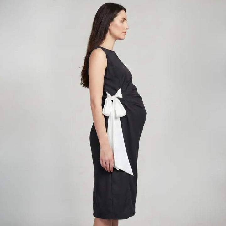 SOL MAMA Side Bow Tie Dress - Dark Grey