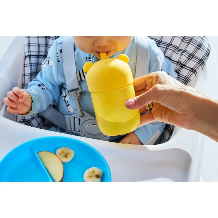 Munchkin Gentle™ Transition Honey Bear Silicon Straw Cup - Squeezable Design, 9oz/ 260 ml, 6+ Months  - Yellow